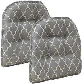 img 3 attached to 🪑Серые геометрические подушки для стульев обеденных, комплект из 4 штук - Klear Vu Trellis Тафтингованные, нескользящие