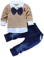 👦 3-piece boy's handsome outfit set: plaid shirt, t-shirt, suspender jean sets - mygbcpjs logo