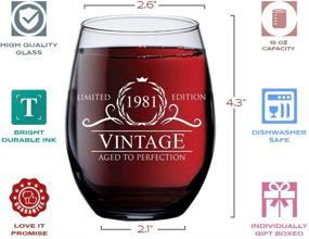 img 1 attached to 🎉 40th Birthday Gifts for Women Men - 1981 Vintage 15 oz Stemless Wine Glass - Birthday Party Decorations for 40 Year Old - Fortieth Anniversary Presents for Parents Dad Mom - Forty Class Reunion Ideas