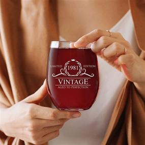 img 3 attached to 🎉 40th Birthday Gifts for Women Men - 1981 Vintage 15 oz Stemless Wine Glass - Birthday Party Decorations for 40 Year Old - Fortieth Anniversary Presents for Parents Dad Mom - Forty Class Reunion Ideas