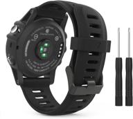 браслет moko для garmin fenix 3/5x/6x, мягкий силиконовый заменительный ремешок - подходит к fenix 6x pro/3/3 hr/5x/5x plus/d2 delta px/descent mk1 смарт-часы, черный логотип