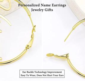 img 1 attached to 💎 BUREI 14K Gold Plated Personalized Name Hoop Earrings: Stylish Jewelry Gifts for Women and Girls