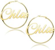 💎 burei 14k gold plated personalized name hoop earrings: stylish jewelry gifts for women and girls logo