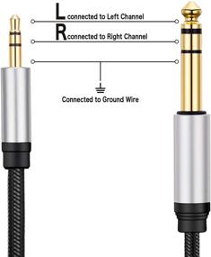 img 1 attached to 🔌 Высококачественный аудиокабель с золотым покрытием 3,5 мм на 6,35 мм - 25 футов кабель с нейлоновой оплеткой для смартфонов и усилителей.