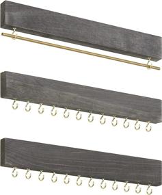 img 1 attached to 📿 MyGift Rustic Gray Wood Jewelry Organizer Set: Wall Mounted Hanging Rack with 24 Hooks and Hanger Rod - Perfect for Bracelets and Necklaces