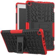 🔴 maomi for klndle flre hd 8 case 2017/2018 release, heavy duty cover with kickstand [ not compatible with 2020 release 10th generation] - red-black logo