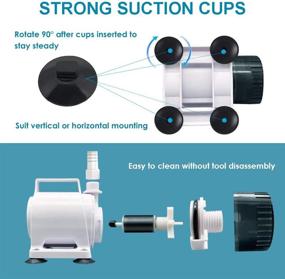 img 2 attached to 🌊 Sanjyut Dual-Use Amphibious Submersible Water Pump for Aquariums, Ponds, and Hydroponics - Ultra Quiet Fountain Pump with 7.2ft High Lift, Suitable for Freshwater and Sea Water, Complete with 4 Nozzles