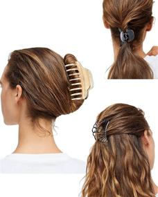 img 2 attached to 💇 6 Pack Large Metal Hair Claw Clips: Strong Big Jaw Clip and Octopus Clamps Sets for Thick Hair - Matte Gold and Black Non-Slip Hair Clips - Easily Pulls Up Thick Long Hair - Ideal for Any Hairstyles