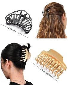 img 1 attached to 💇 6 Pack Large Metal Hair Claw Clips: Strong Big Jaw Clip and Octopus Clamps Sets for Thick Hair - Matte Gold and Black Non-Slip Hair Clips - Easily Pulls Up Thick Long Hair - Ideal for Any Hairstyles