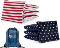 🎒 tailgating pros pro-style cornhole bags with stars, navy suede stripes, white suede, and bag tote - slick & stick - all weather - set of 8 логотип