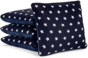 img 2 attached to 🎒 Tailgating Pros Pro-Style Cornhole Bags with Stars, Navy Suede Stripes, White Suede, and Bag Tote - Slick & Stick - All Weather - Set of 8