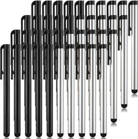 img 4 attached to 40-Pack Slim Capacitive Stylus Pens for Universal 🖊️ Touch Screen Devices - Compatible with iPhone, iPad, Tablets (Black/Silver)