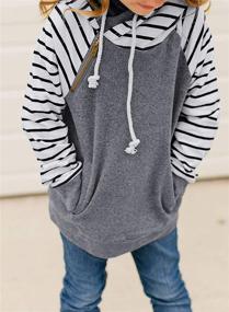img 2 attached to Blibea Girls Kids Long Sleeve Double Hooded Sweatshirt Pullover Tops with Button Detail