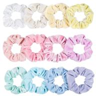 🎀 whaline macaron theme hair scrunchies: 12 colors of elastic velvet hair bands for girls and women logo