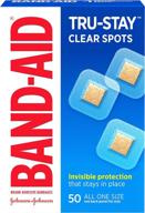 🩹 прозрачные пластыри tru-stay clear spots от band-aid brand – незаметное средство первой помощи, универсальный размер, 50 шт. логотип