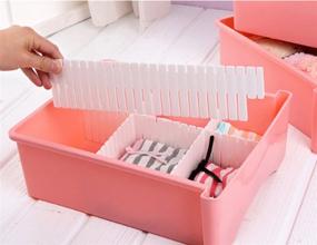 img 2 attached to 🗄️ 8-Piece Plastic Drawer Dividers for Dresser, Kitchen, and Office Organization - Underwear, Tools, Utensil Storage Accessories - White