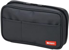 img 4 attached to LIHITLAB Zipper Pen Case 7.9 × 2 × 4.7 Inches Black – Durable and Stylish Stationery Storage (A7551-24)