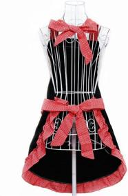 img 2 attached to 🎁 Stylish Hyzrz Cute Black Red Retro Kitchen Aprons with Pockets - Perfect Gift for Women & Girls