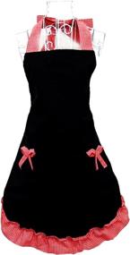 img 3 attached to 🎁 Stylish Hyzrz Cute Black Red Retro Kitchen Aprons with Pockets - Perfect Gift for Women & Girls