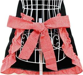 img 1 attached to 🎁 Stylish Hyzrz Cute Black Red Retro Kitchen Aprons with Pockets - Perfect Gift for Women & Girls