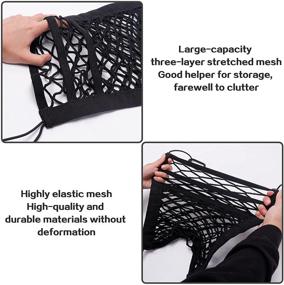 img 2 attached to 🐶 DEENRSEE Dog Car Net Barrier: Metal Hooks, Stretchable Mesh Obstacle, & Auto Safety Storage Bag for Cars, SUVs, Trucks - Drive Safely with Children & Pets