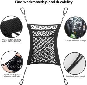 img 3 attached to 🐶 DEENRSEE Dog Car Net Barrier: Metal Hooks, Stretchable Mesh Obstacle, & Auto Safety Storage Bag for Cars, SUVs, Trucks - Drive Safely with Children & Pets