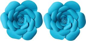 img 1 attached to Stunning 16-Inch Peacock Blue Paper Flower 🌸 Backdrop Set for Party Decor, Weddings, and DIY Crafts