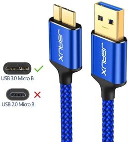 img 3 attached to 🔵 JSAUX Micro USB 3.0 Cable 2 Pack - [3.3FT+6.6FT] Nylon Braided Cord for Samsung Galaxy S5, Note 3, Seagate & WD Hard Drives (Blue)