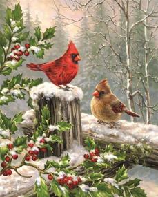 img 4 attached to Christmas Painting UNIME Rhinestone Cardinals