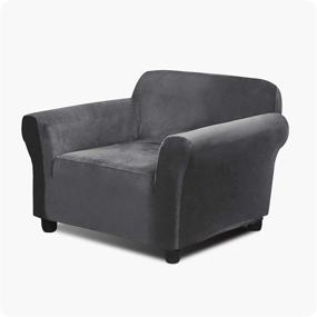 img 4 attached to 🪑 Velvet Armchair Slipcover - Argstar Armchair Covers for Living Room, Gray