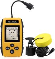 🎣 ricank portable fish finder: efficient handheld wired depth finder for ice kayak and boat fishing with sonar sensor transducer and lcd display gear logo