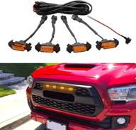 🚗 enhanced seven sparta 4 pcs led lights with fuse for 2016-2018 aftermarket toyota tacoma trd pro grille (amber shell and amber light) logo