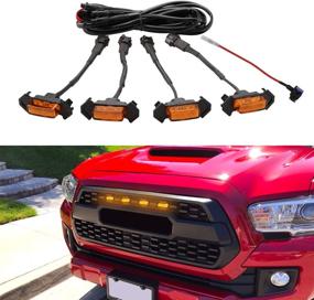 img 4 attached to 🚗 Enhanced Seven Sparta 4 PCS LED Lights with Fuse for 2016-2018 Aftermarket Toyota Tacoma TRD PRO Grille (Amber Shell and Amber Light)