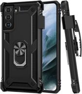 💪 ruky samsung galaxy s21 5g case with belt clip and belt ring stand kickstand holder - durable military grade shockproof protective case for samsung galaxy s21 5g 6.2'', black logo