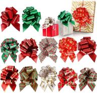 🎁 g.c 24 pcs christmas bows: exquisite ribbon decorations for gift wrapping & christmas pull bows logo