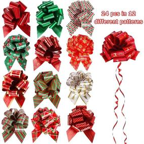 img 3 attached to 🎁 G.C 24 Pcs Christmas Bows: Exquisite Ribbon Decorations for Gift Wrapping & Christmas Pull Bows