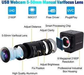 img 3 attached to 📷 4K Ultra HD USB Webcam with Varifocal UHD 5-50mm Lens, Sony IMX317 Sensor, and USB UVC for Mac/Windows/Linux/Raspberry Pi - Zoom Conference Camera with Free Driver