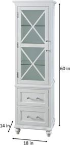 img 1 attached to 🏢 Elegant Home Fashions Champ Ridge Linen Tower Cabinet: Versatile Storage Solution with Glass Shelves, Drawers, and Stylish Blue and White Design