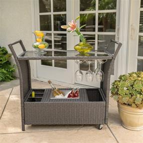 img 4 attached to 🏡 Enhance Your Home Décor with the Stylish Christopher Knight Home Bahama Wicker Barcart in Grey