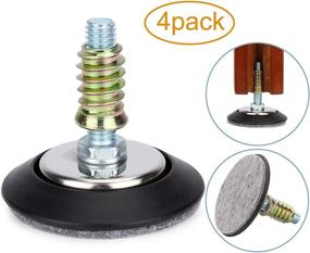 img 3 attached to 🛋️ Adjustable Furniture Levelers with Felt Pads - 2.5" Diameter Base, 3/8"-16 Thread - Polished Chrome, Set of 4