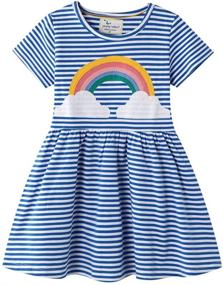 img 4 attached to Adorable Cartoon Toddler Girl Dress: 👧 FreeLu Casual Cotton T-Shirt Dresses (Size 2-7 Years)