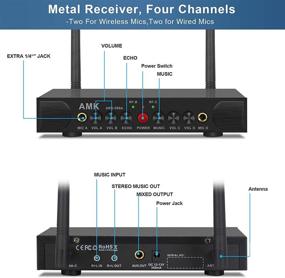 img 3 attached to 🎤 AMK Двухканальная беспроводная микросистема с управлением эхо и входными разъемами 1/4'' для подключения проводных микрофонов, полностью металлическое исполнение, простая установка - идеально подходит для караоке и публичных выступлений (ARU-999A)