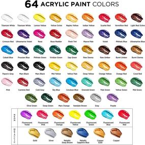 img 3 attached to Chalkola Acrylic Paint Set for Artists - Non Toxic 64-Piece Kit for Adults, Kids, Canvas Painting, Wood Crafts, and Ceramics