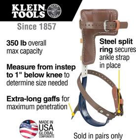 img 3 attached to Klein Tools CN1907ARL Tree Climber Set: Pole Climbers, Leg Irons, Gaffs, Pads, Straps, Spikes, Stirrups for Efficient Climbing