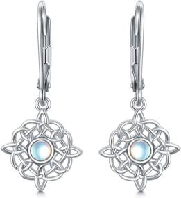 img 4 attached to 💎 Hypoallergenic Celtic Moonstone Earrings: 925 Sterling Silver Dangle Drop Earrings for Sensitive Ears. Moonstone Jewelry Gifts for Women and Girls