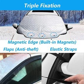 img 1 attached to ❄️ HEHUI 4-Layer Windshield Cover for Sedan, SUV, Wagon - Waterproof Car Windshield Snow Cover with Triple-Fixation for Ice and Snow, Sun & Frost - 61’’X50’’