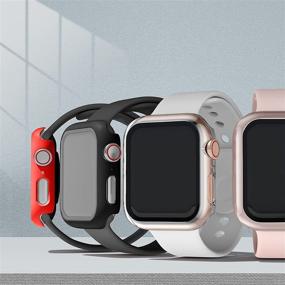 img 3 attached to 📱 Набор из 4 чехлов Maledan для Apple Watch 40 мм SE Series 6 5 4, тонкий бампер защита краев экрана, полноценные защитные чехлы для женщин - черный / прозрачный / розовый / красный