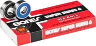 🏎️ high-performance bones super swiss 6 skateboard bearings - 8 pack for ultimate speed and durability logo