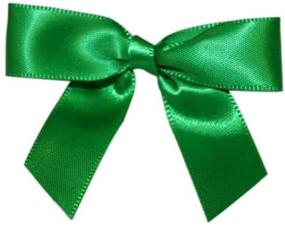 img 1 attached to 🎀 Reliant Ribbon 5171-51003-2X1 Emerald Green Satin Twist Tie Bows - Small Size, Pack of 100 Bows (5/8 Inch)"