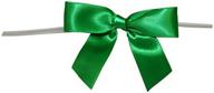 🎀 reliant ribbon 5171-51003-2x1 emerald green satin twist tie bows - small size, pack of 100 bows (5/8 inch)" logo